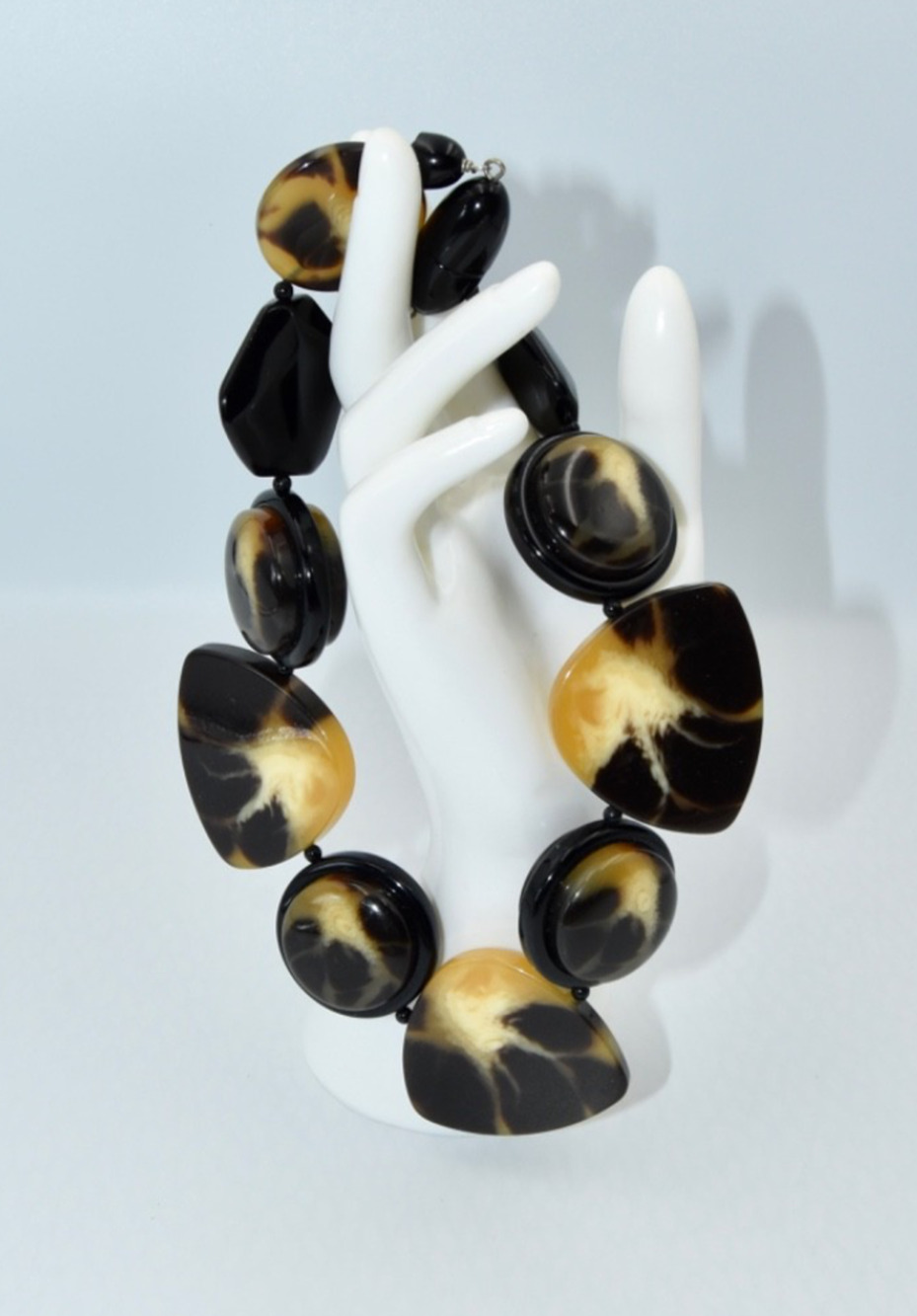Angela Caputi Italy Massive Faux Tortoise Resin Chocker Statement Necklace